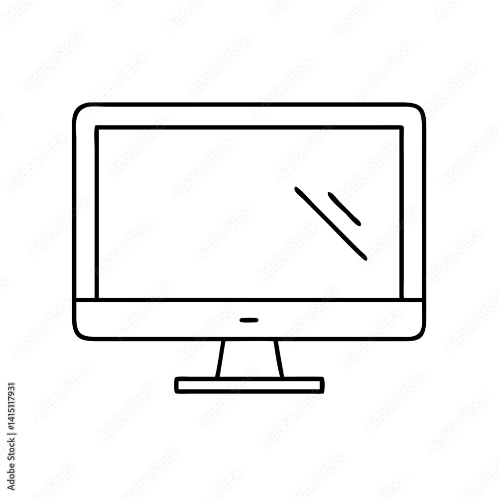 Minimalist Computer Monitor Outline with White Background for Technology and Design Themes Minimalist Computer Monitor Outline with White Background for Technology and Design Themes