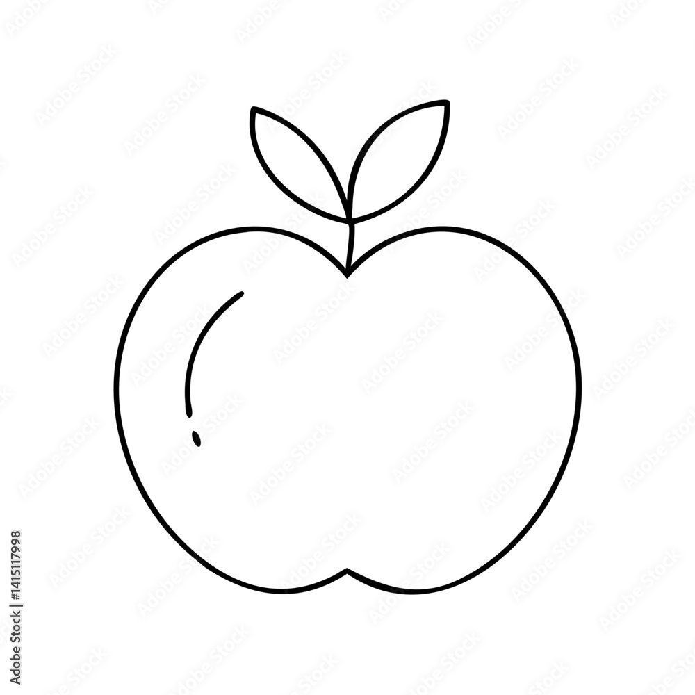 Fototapeta premium Minimalist Outline of an Apple on White Background with Copy Space