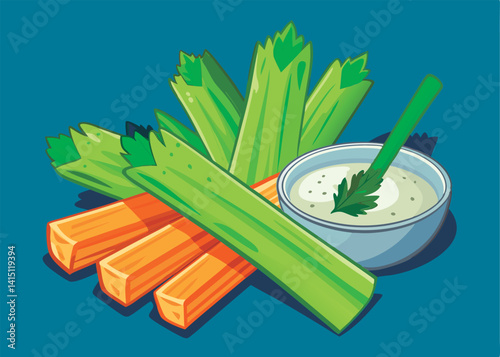 Celery sticks with creamy dip.