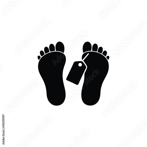 Bare Footprints with Tag Icon, Body, corpse, dead icon