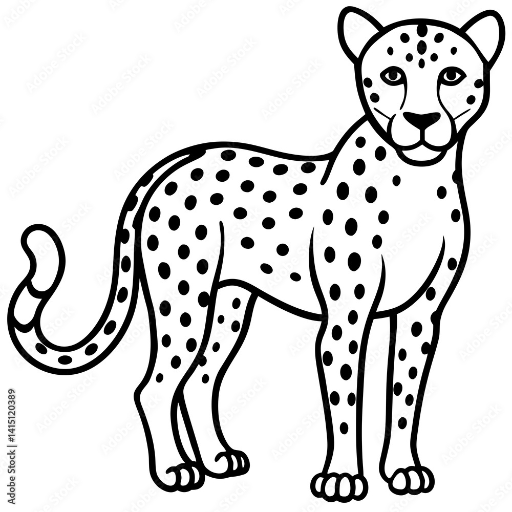 Obraz premium Cheetah Line Art Vector on White