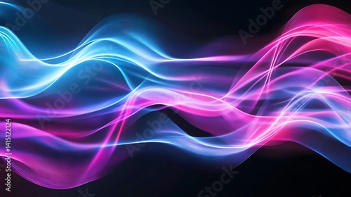 A vibrant abstract image showcasing colorful waves of light in purple, blue, and pink, creating a dynamic, fluid visual effect.