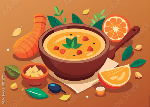 Healthy Turmeric Soup with Citrus.