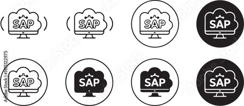  Vector icons representing SAP cloud and system solutions, ideal for business, enterprise resource planning (ERP), and cloud computing projects related to SAP technology.