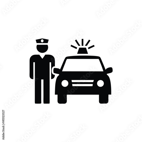 Policeman Standing by Car Icon