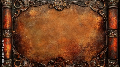 Ornate metal plate background