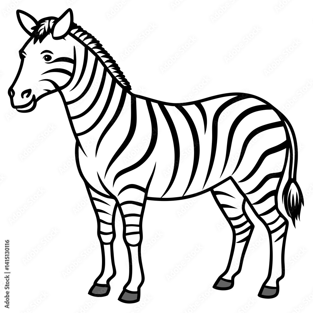 Fototapeta premium Zebra Line Art Vector