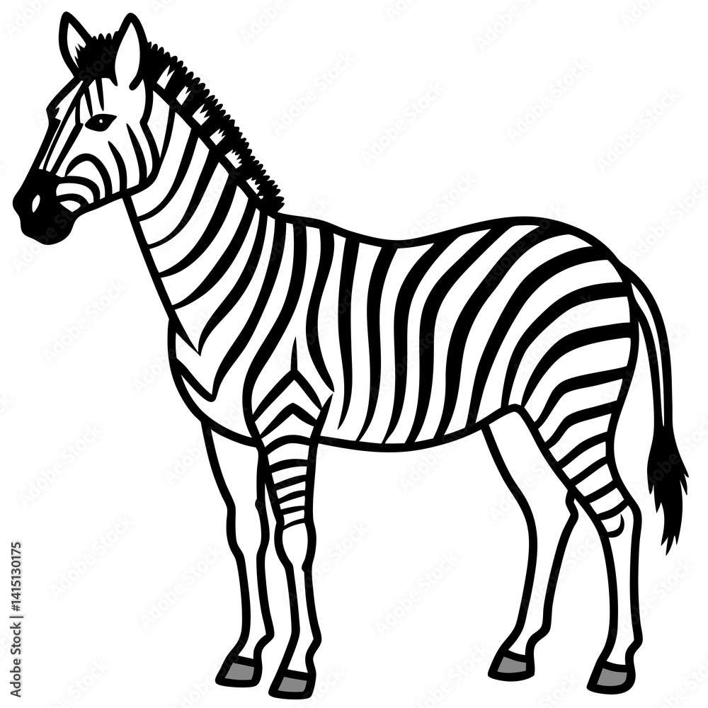 Fototapeta premium Zebra Line Art Vector