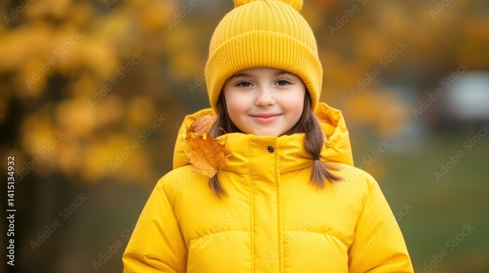 Smiling girl in yellow autumnal outfit Smiling girl in yellow autumnal outfit