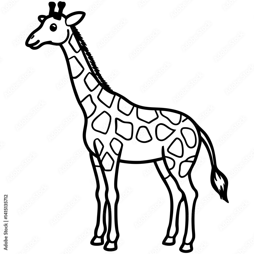 Minimal Giraffe Line Art – Black on White Vector Minimal Giraffe Line Art – Black on White Vector