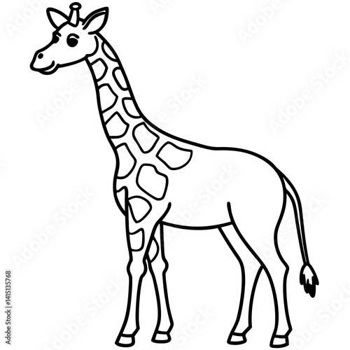 Minimal Giraffe Line Art – Black on White Vector