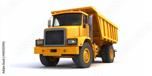 Bright yellow dump truck parked on a clean surface, showcasing its sturdy design and functionality