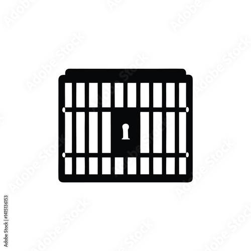 Jail bars minimalist style with a keyhole, Cell, jail, prison icon