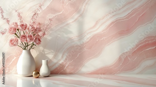 Elegant Pink Marble Background with Luxurious Veins and Polished Texture