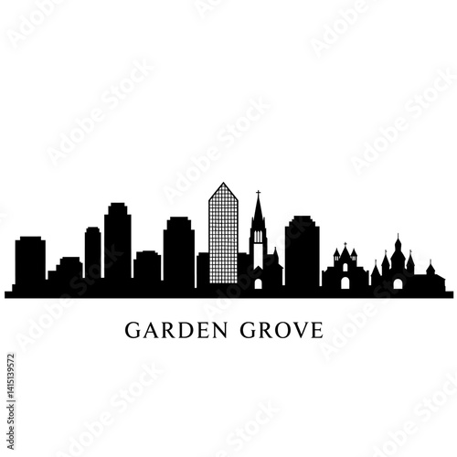 Garden Grove Cityscape Silhouette Skyline.