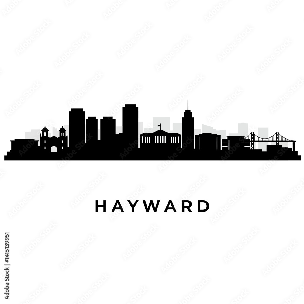 Hayward Skyline Silhouette Vector Graphic. Hayward Skyline Silhouette Vector Graphic.