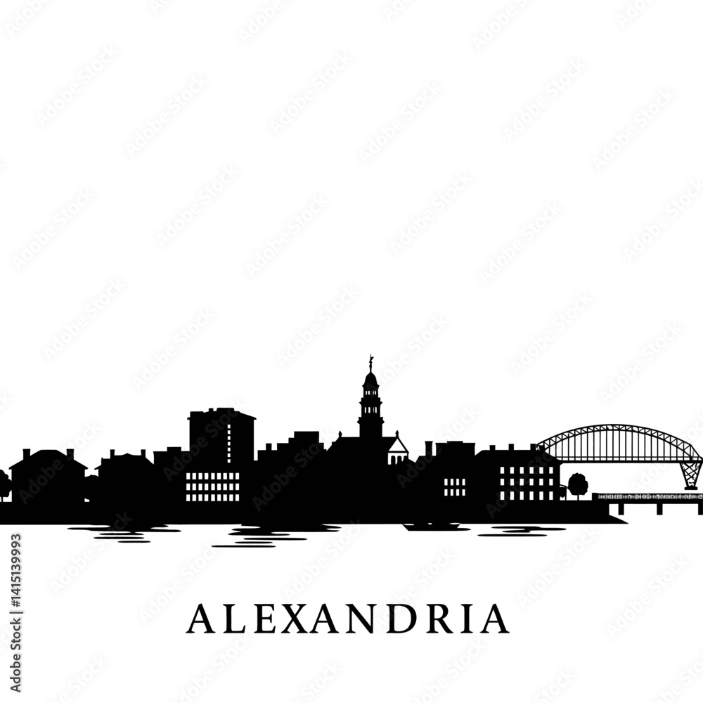 Naklejka premium Alexandria Skyline Silhouette Vector.