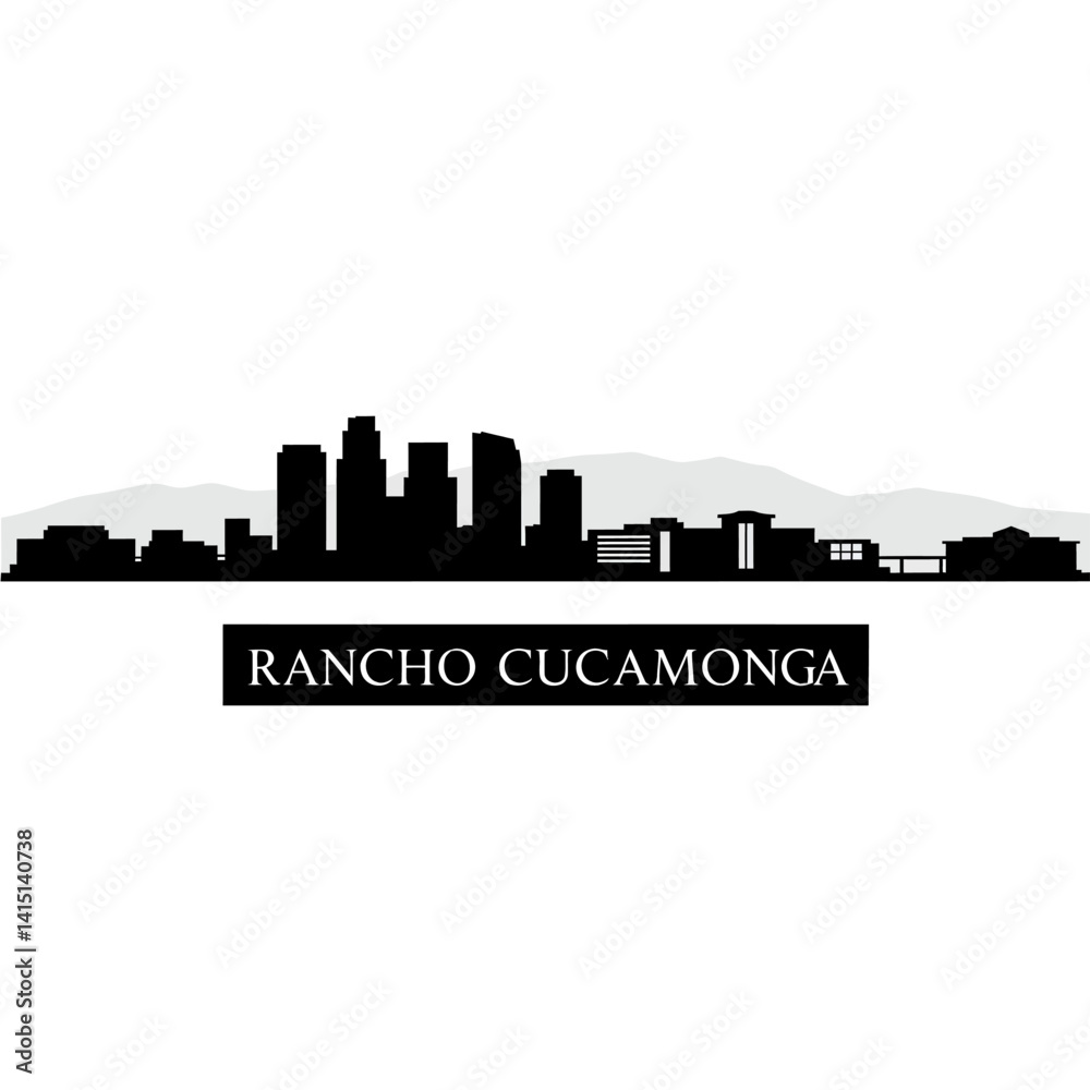 Obraz premium Rancho Cucamonga Skyline with Silhouette, and Vector.