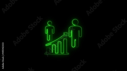 Glowing neon human evolution icon isolated on black background. HD Video motion graphic animation photo