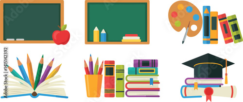 school supplies on white