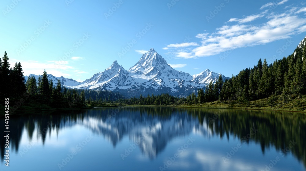 A beautiful mountain range with a lake in the foreground A beautiful mountain range with a lake in the foreground