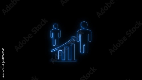 Glowing neon human evolution icon isolated on black background. HD Video motion graphic animation photo