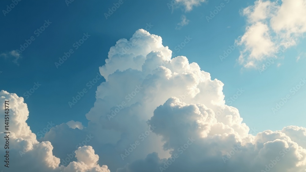 The sky is blue with a few clouds scattered throughout. The clouds are white and fluffy, giving the sky a peaceful and serene appearance