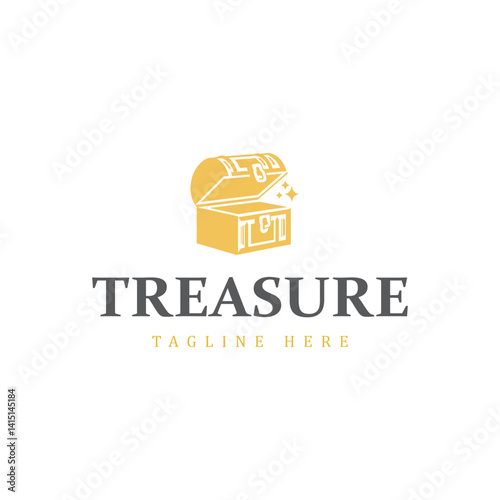 treasure logo vector illustration. chest box logo template on white background.