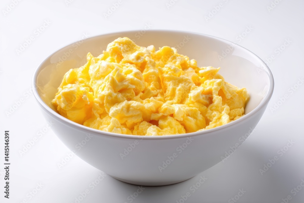 Scrambled egg in elegant bowl on white table simple breakfast concept delicious dish preparation morning meal tasty food Scrambled egg in elegant bowl on white table simple breakfast concept delicious dish preparation morning meal tasty food