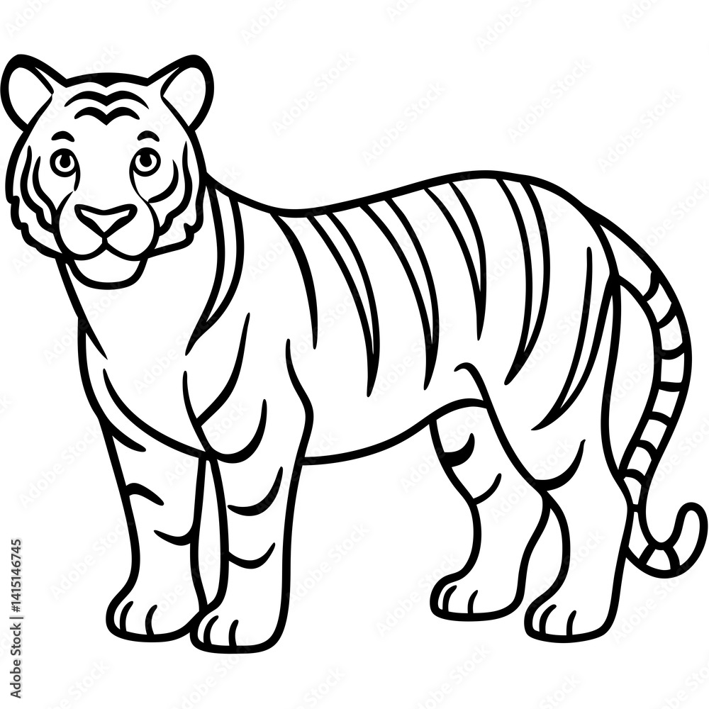 Obraz premium Tiger Line Art Vector on White