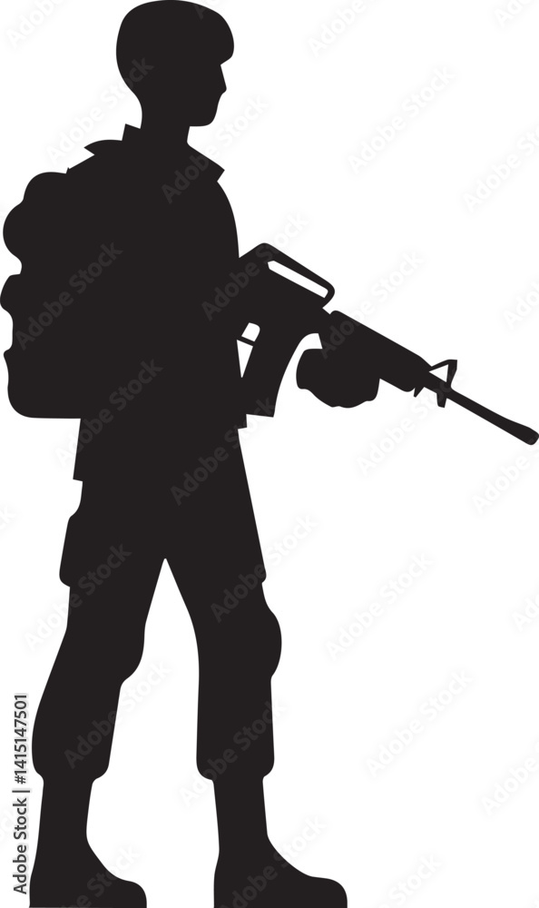 Naklejka premium Vector silhouette of soldier