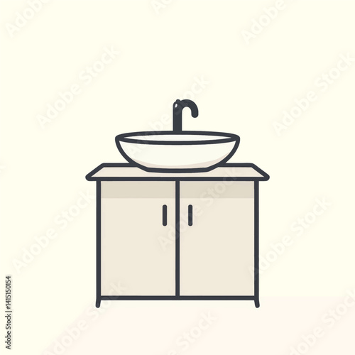 Bathroom Vanity with Bowl Sink and Cabinet Doors
