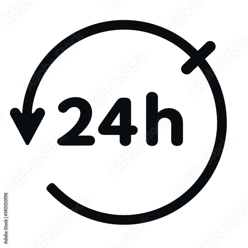 Black 24h Service Icon with Arrow Circle