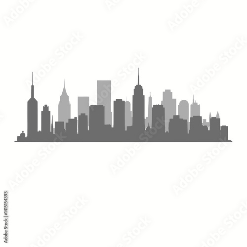 Gray Cityscape Silhouette on White Backdrop