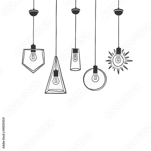 Hanging Geometric Lightbulb Doodle Set