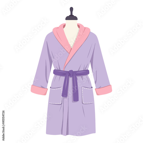 Lavender Robe with Pink Trim on Mannequin