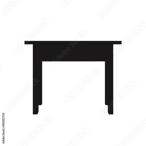 Simple black wooden table on white background