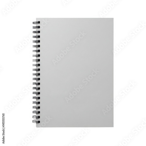 Blank Spiral Notebook with White Cover Isolated on White Background – Empty Wirebound Notepad for Writing, Drawing, or Office Use

