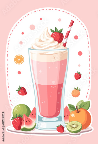 Strawberry Smoothie with Fresh Fruit Arrangement