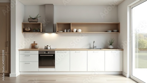 Bright Minimalist Kitchen with White and Wood Tones