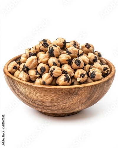 Roasted chickpeas in wooden bowl