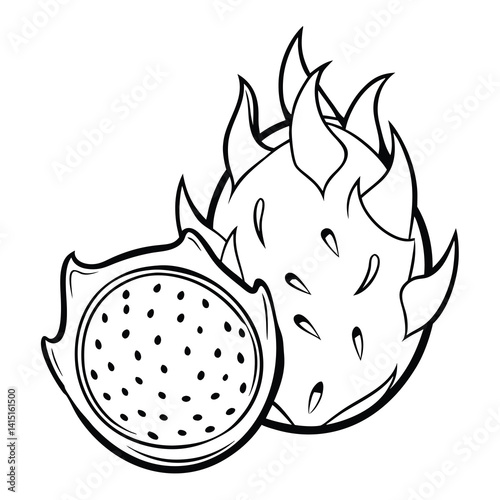a dragon fruit item with a piece missing vector illustration
