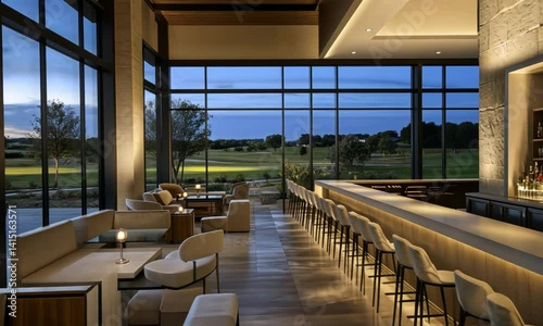 Luxury Golf Resort Lounge: Evening Ambiance