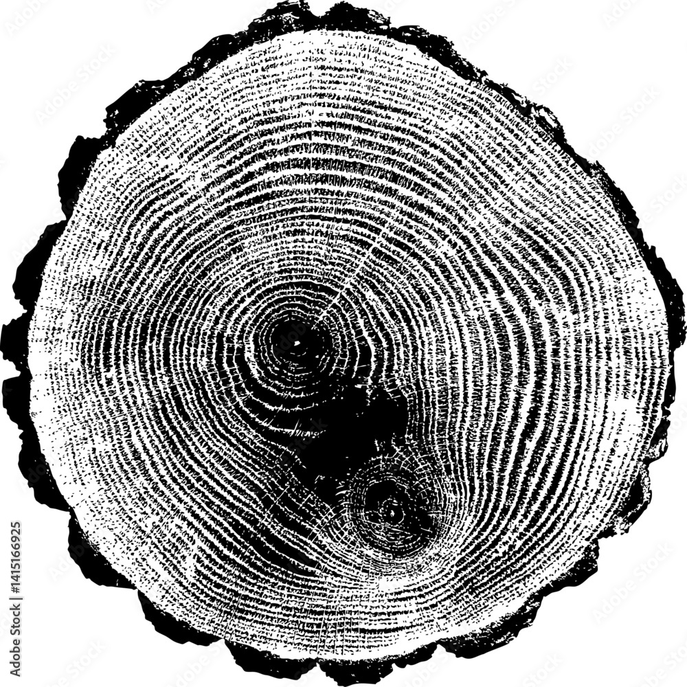 Large vector tree rings texture with a transparent background