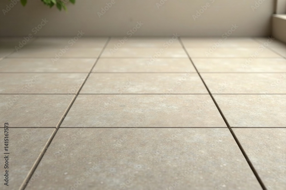 Fototapeta premium A Close-Up Perspective of Neutral-Toned Square Floor Tiles with Subtle Textured Variations
