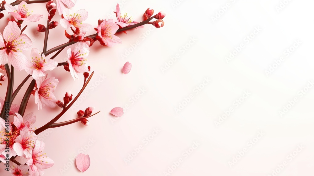 Naklejka premium Cherry blossom blooms in tranquil garden nature photography soft aesthetic serene mood