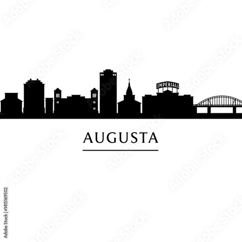 Augusta Skyline Silhouette with Georgia Cityscape.