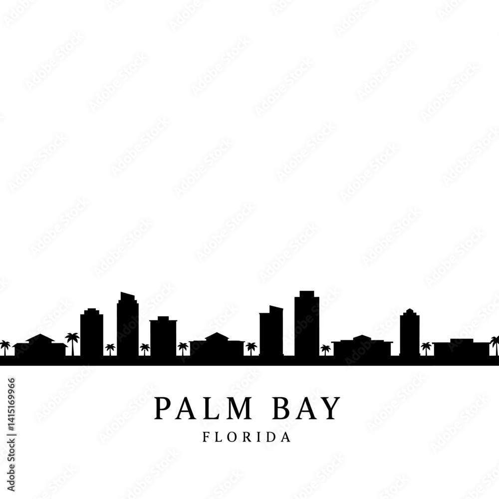 Naklejka premium Palm Bay Florida Skyline Silhouette Vector. (1)