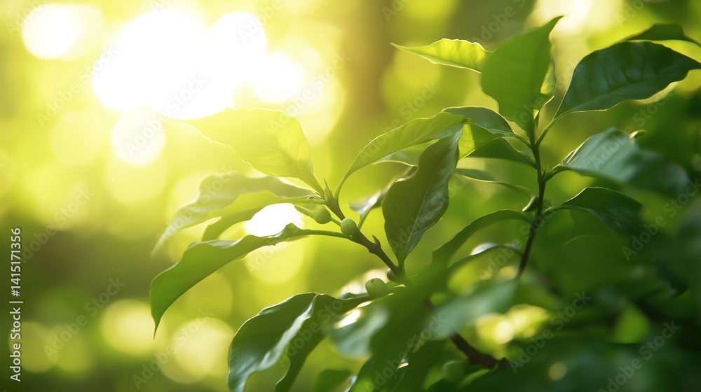 Obraz premium Young coffee seedlings in gentle light, symbolizing growth and natural beginnings.