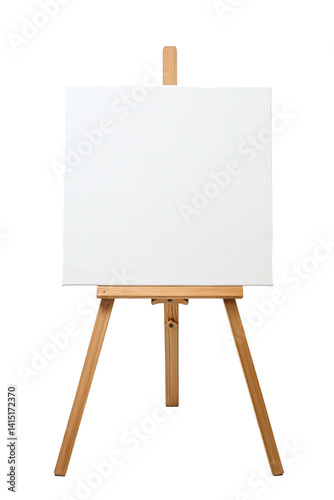 Simple wooden easel with blank canvas
